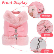 Faux Fur Winter Dog Harness and Leash Set