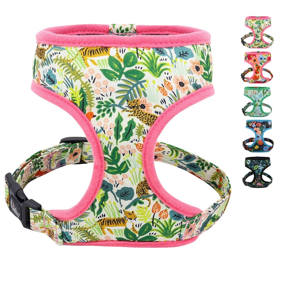 Bright Floral Print Nylon Dog Harness