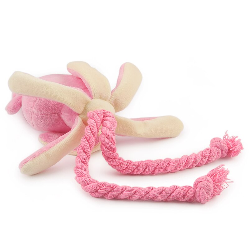 Plush Pink Squid Interactive Dog Toy