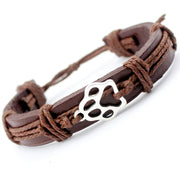 Dog Paw Brown Leather Rope Bracelet