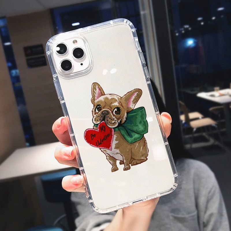 Funny Frenchie Cartoon Clear Silicone Phone Case for iPhone