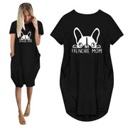 Frenchie Mom Women's T-Shirt Dress with Pockets