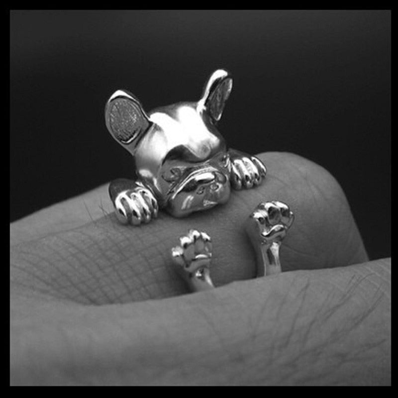 French Bulldog Plated Wrap Around Ring