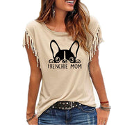 Frenchie Mom Fringe-Sleeved Women's Top