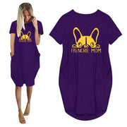 Frenchie Mom Women's T-Shirt Dress with Pockets