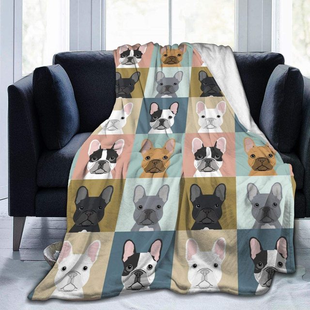 Microfiber Plush Ultra Soft Frenchie Throw Blanket