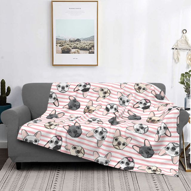 Microfiber Fleece Extra Soft Frenchie Throw Blanket