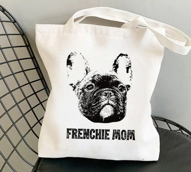 Charcoal Frenchie Mom Canvas Tote Bag