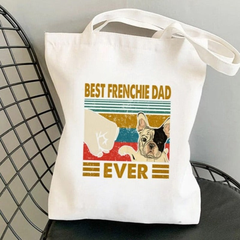 Best Frenchie Dad Canvas Tote Bag