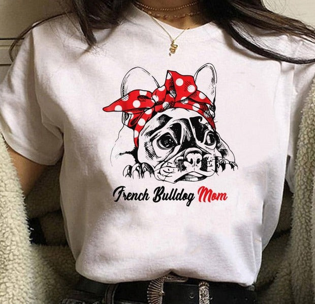 Polka Dot French Bulldog Mom Women's T-Shirt