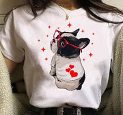 Frenchie With Red Glasses Women's T-Shirt