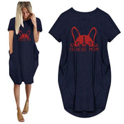 Frenchie Mom Women's T-Shirt Dress with Pockets