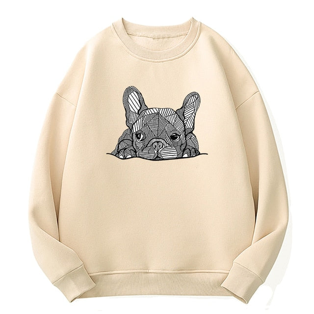 Zentangle Frenchie Women's Crew Neck Sweatshirt