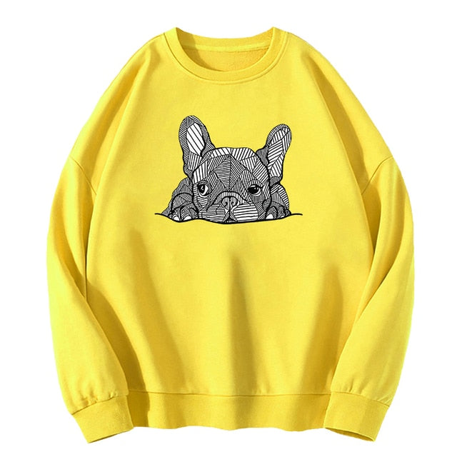 Zentangle Frenchie Women's Crew Neck Sweatshirt