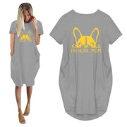 Frenchie Mom Women's T-Shirt Dress with Pockets