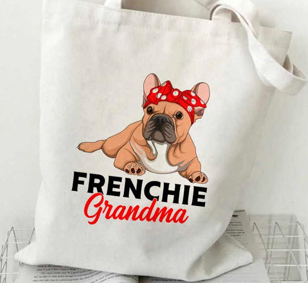 Frenchie Grandma Canvas Tote Bag