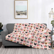 Microfiber Fleece Extra Soft Frenchie Roses Throw Blanket