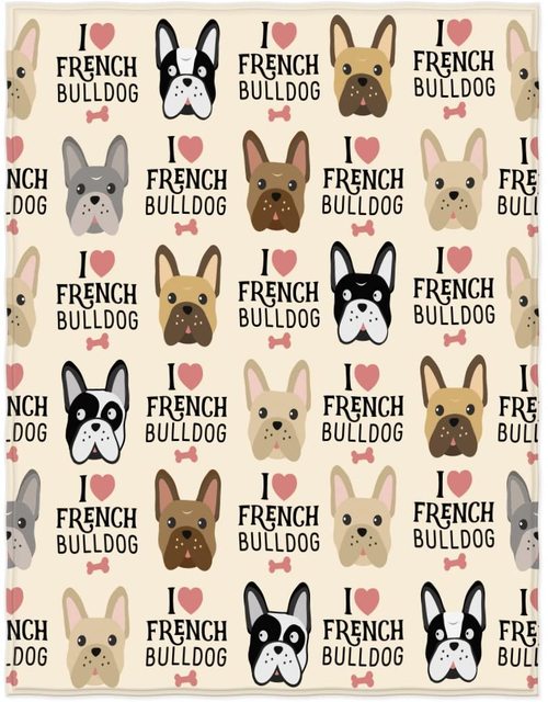 Microfiber Plush Ultra Soft Frenchie Throw Blanket