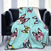 Microfiber Plush Ultra Soft Frenchie Throw Blanket