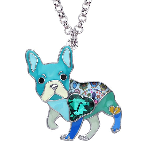 Crystal Rhinestone French Bulldog Pendant Necklace