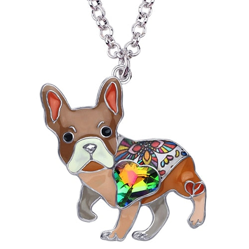 Crystal Rhinestone French Bulldog Pendant Necklace