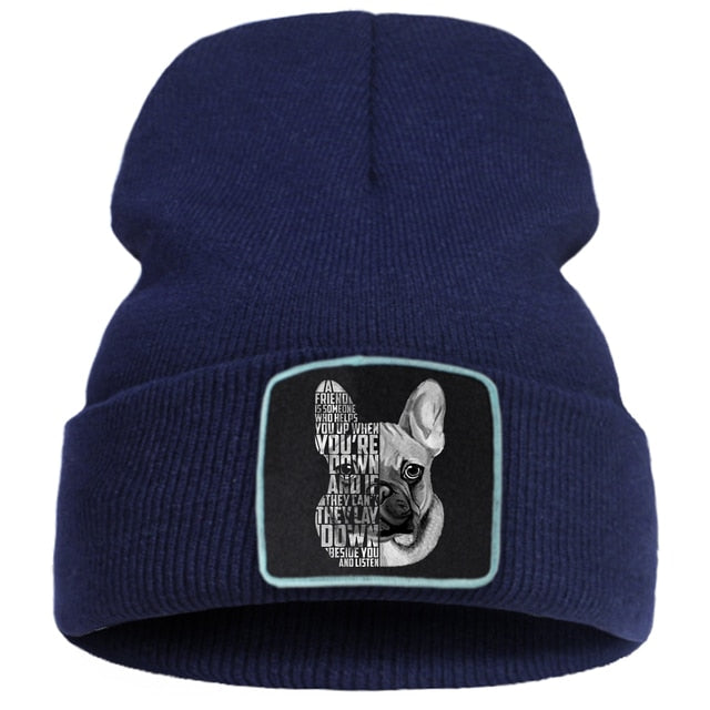 Word Art Frenchie Face Beanie Hat