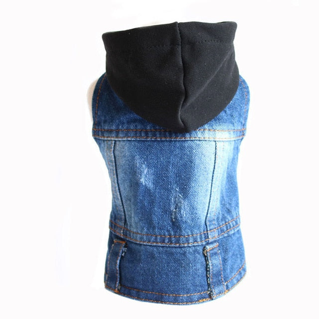 Distressed Washed Denim Dog Vest