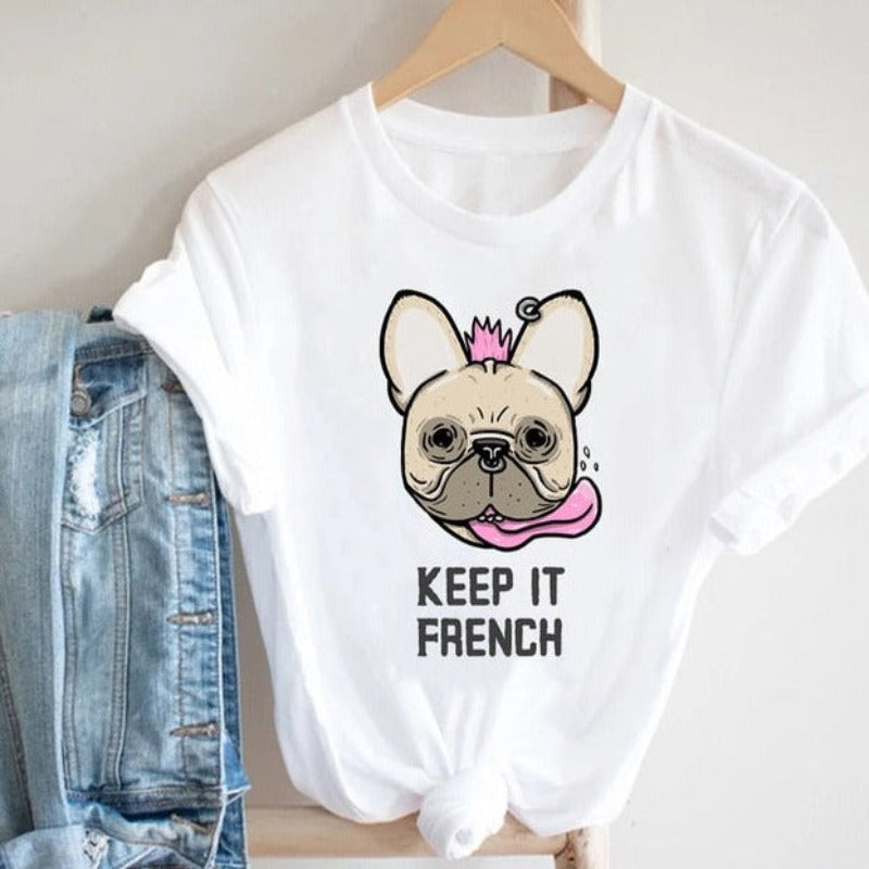 Cute Frenchie Keep It French Women's T-Shirts