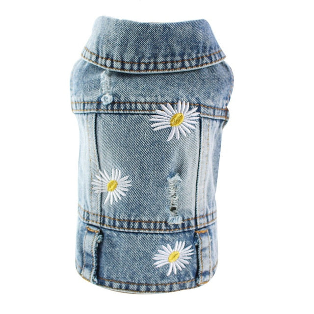 Distressed Washed Denim Dog Vest