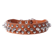 Adjustable Leather Spiked Dog Collar