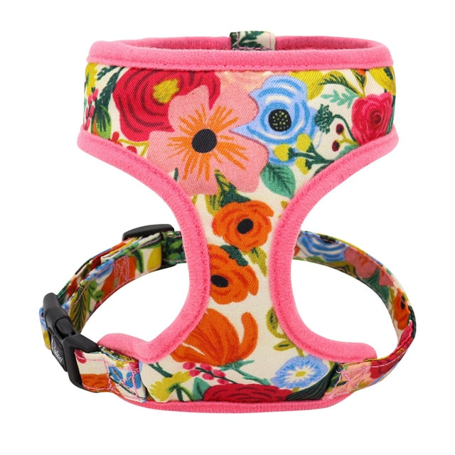 Bright Floral Print Nylon Dog Harness