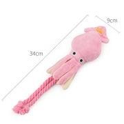 Plush Pink Squid Interactive Dog Toy