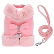 Faux Fur Winter Dog Harness and Leash Set