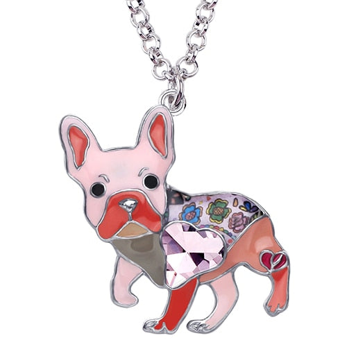 Crystal Rhinestone French Bulldog Pendant Necklace