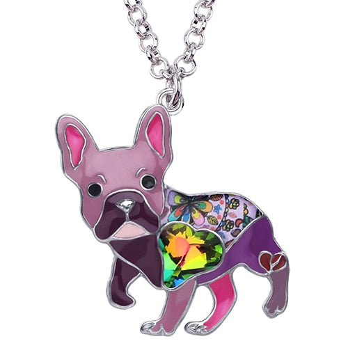 Crystal Rhinestone French Bulldog Pendant Necklace