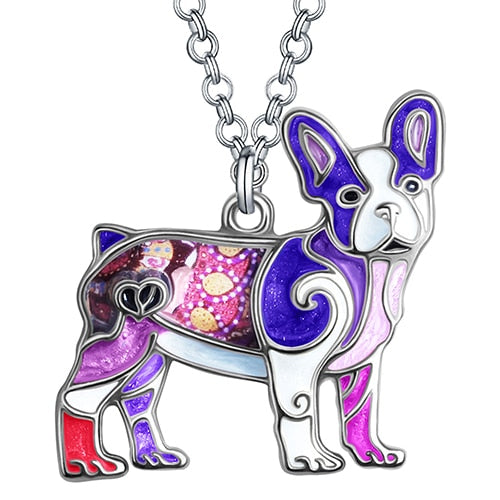 Colorful French Bulldog Pendant Necklace