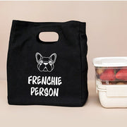 Frenchie Person Insulated Canvas Lunch Sack