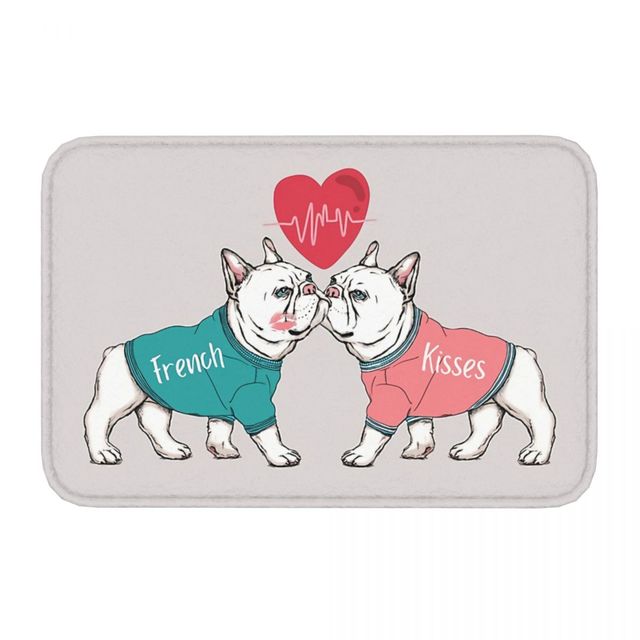 French Kisses French Bulldog Non-Slip Doormat