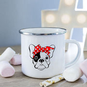 Collectible Retro French Bulldog Enamel Coffee Cup