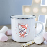 Collectible Retro French Bulldog Enamel Coffee Cup