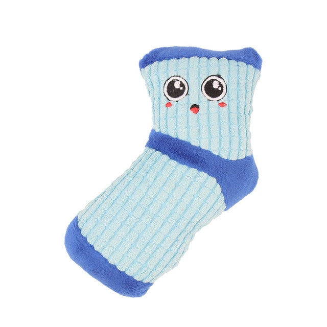 Funny Face Plush Fuzzy Sock Dog Toy