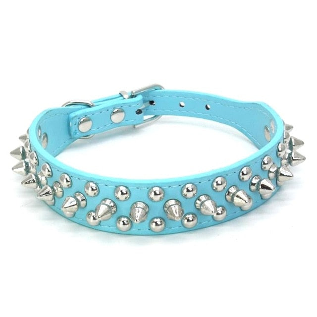 Adjustable Leather Spiked Dog Collar