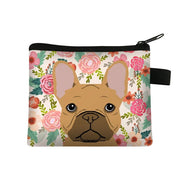 French Bulldog Floral Design Zippered Coin Purse