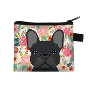 French Bulldog Floral Design Zippered Coin Purse