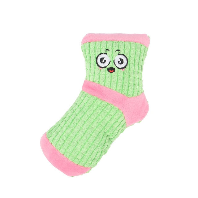 Funny Face Plush Fuzzy Sock Dog Toy